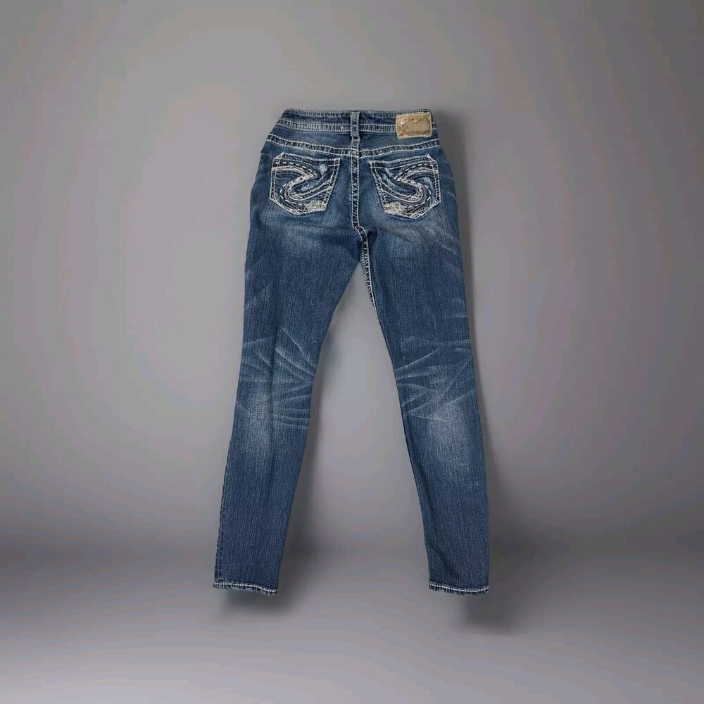 Silver Lola Boyfriend Jeans Women's 26x29 Skinny Denim Blue Stitched Western EU